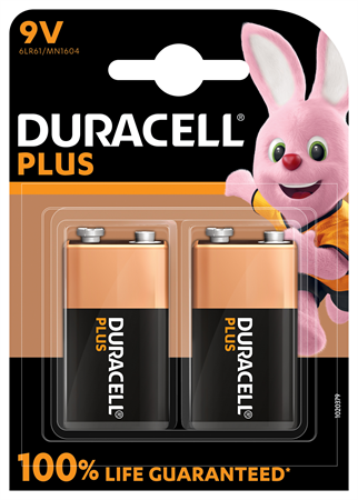 Duracell Plus 9V alkaliskt 10x2-p